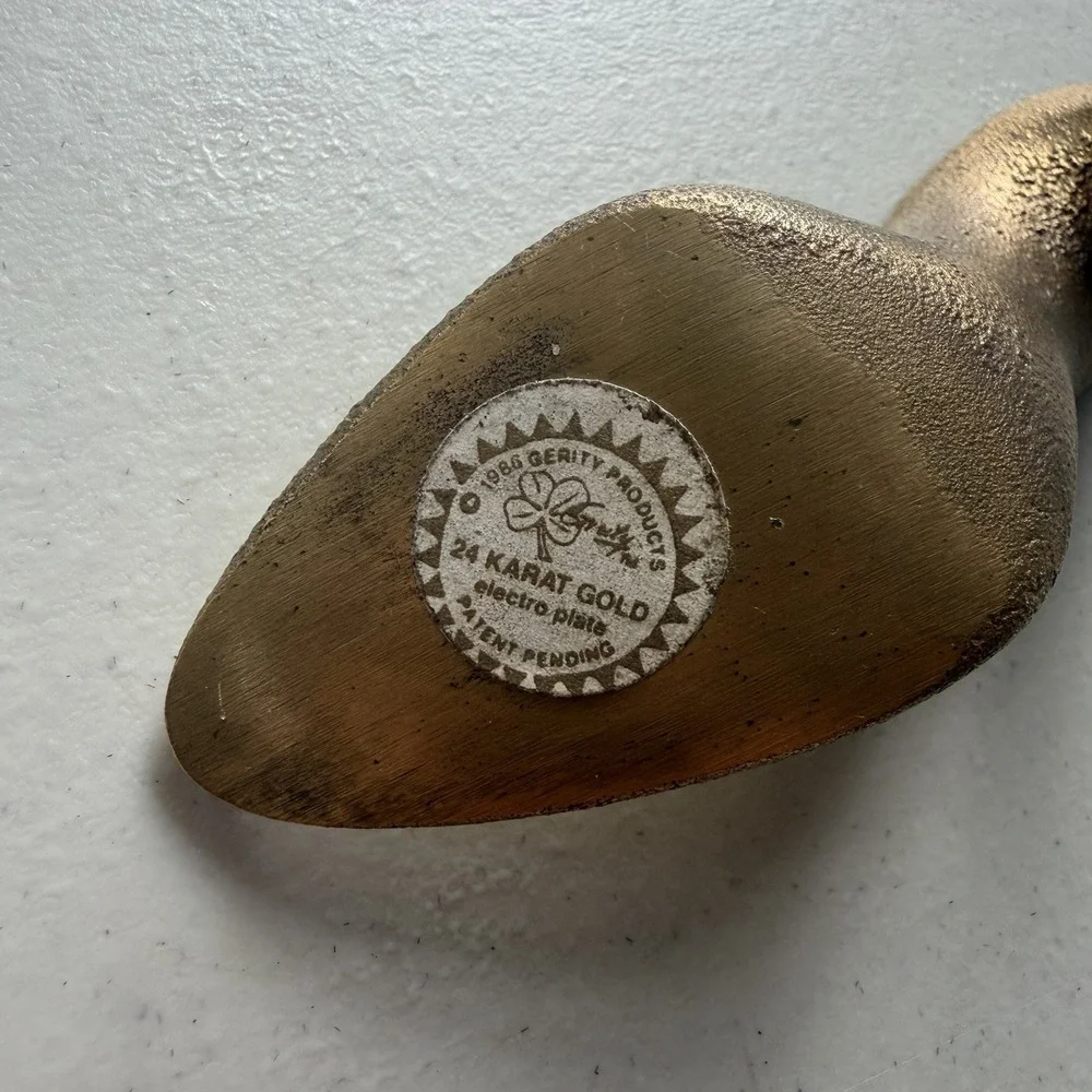 Vintage Gerrity Products Brass High Heel Shoe Paperweight 24K Gold Electroplate